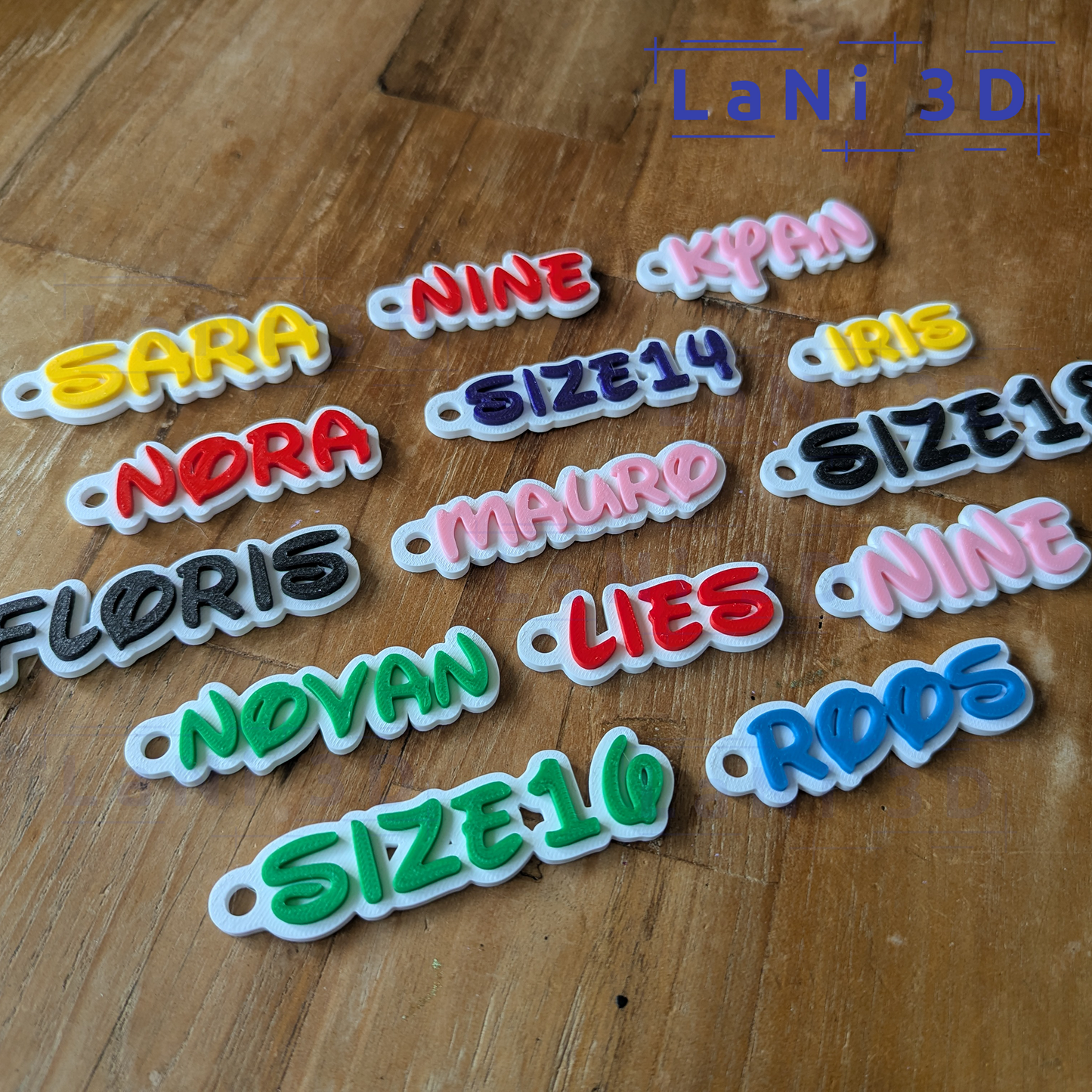 Gepersonaliseerde 3D-geprinte naamsleutelhanger - Waltograph UI